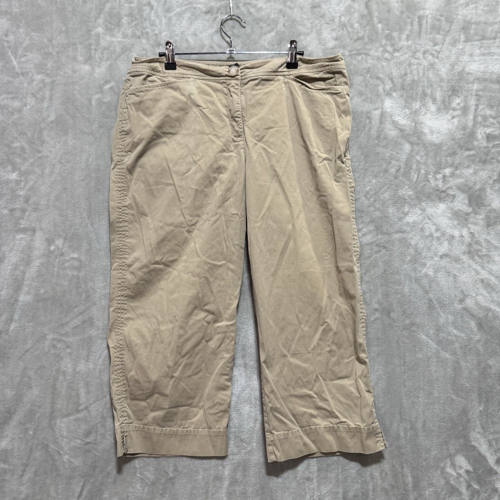 Eileen Fisher Pants Womens Petite Large Beige Contemporary Comfort Wide
